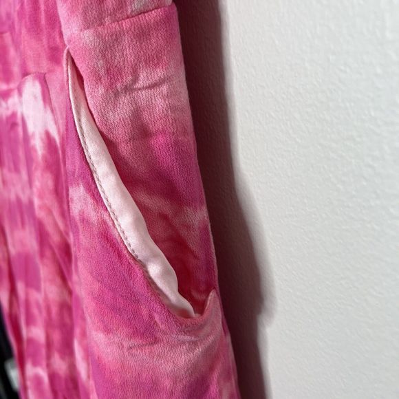 Torrid Dress Women's 1/1X Pink Tie-Dye Mini Gauze Lined Pockets Smock Stretch - Picture 6 of 14